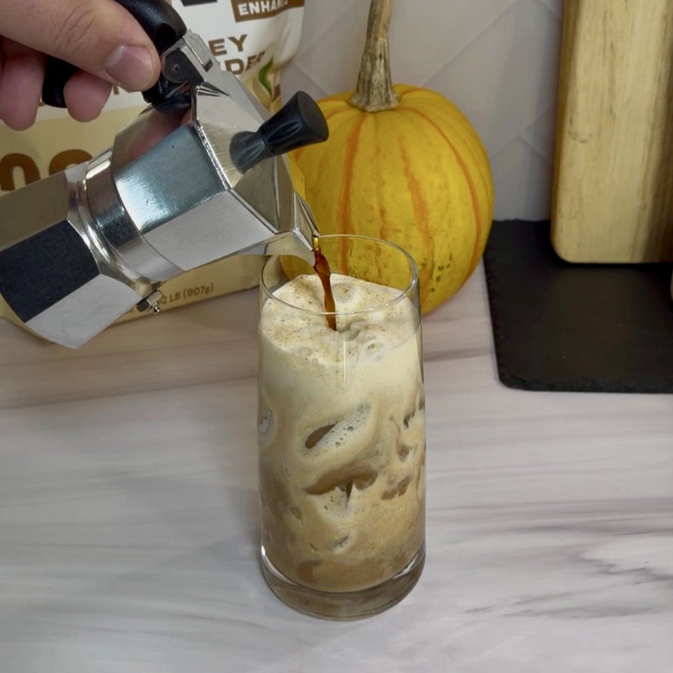 High-Protein Iced Pumpkin Spice Latte