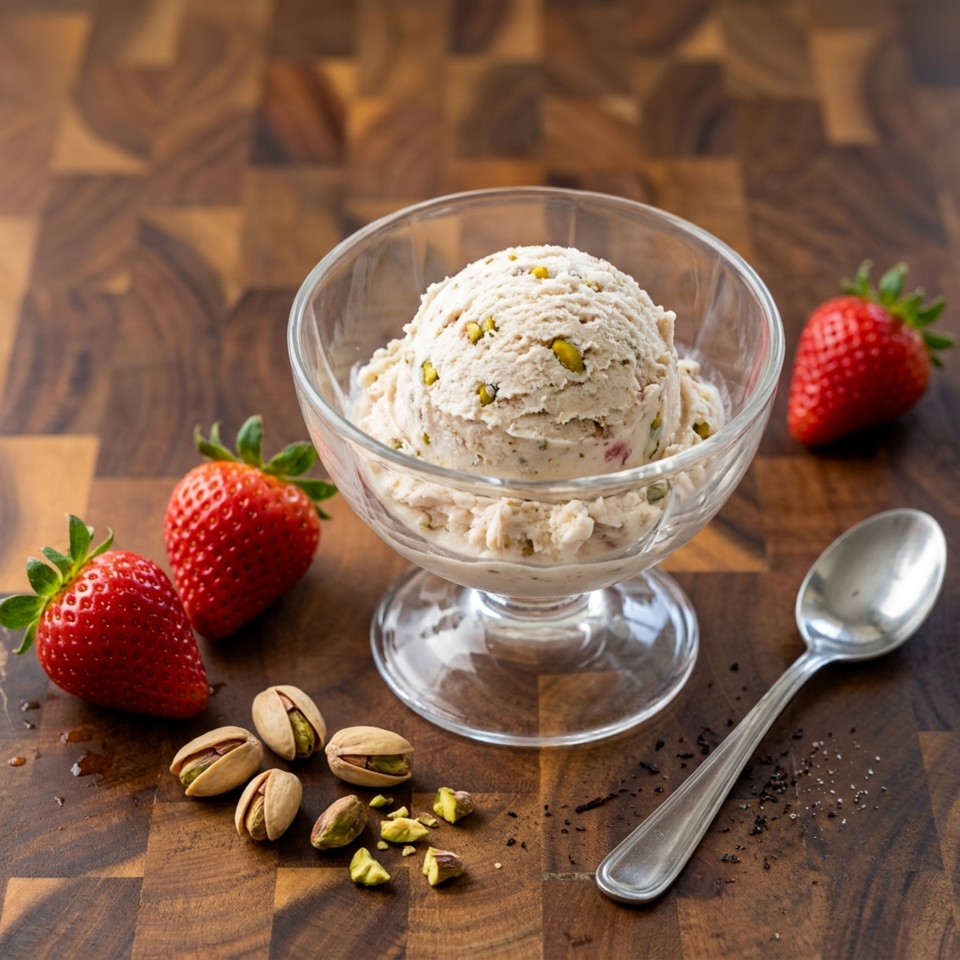 Strawberry Pistachio Protein Ice Cream
