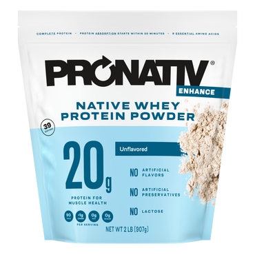 Unflavored Pronativ Native Whey Protein Powder package on a white background