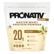 Pronativ Native Whey Protein Powder package with vanilla flavor and protein content details.